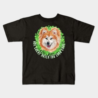 One Lucky Akita Inu Long Coat Funny St. Patrick Dog Kids T-Shirt